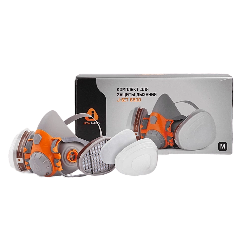 Jeta Safety J-SET 6500 размер M : полумаска, фильтры А1 (2шт), предфильтры Р2 (4шт), держатели (2шт) Комплект защиты дыхания 2 980 ₽ (превью)